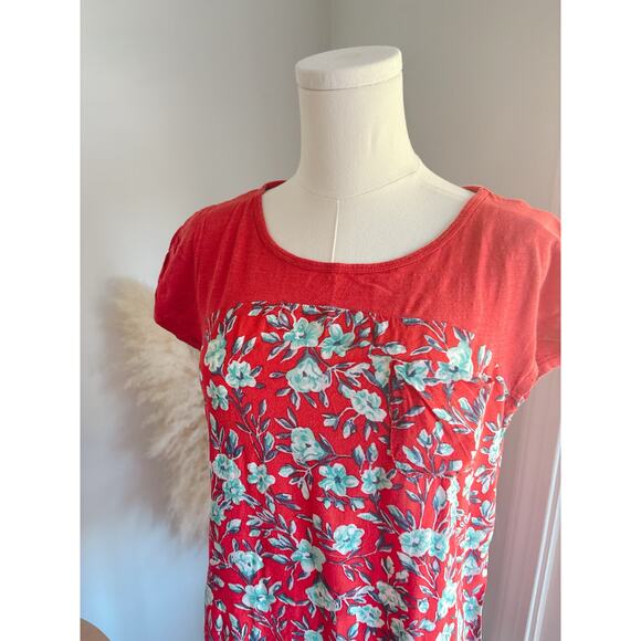 Anthropologie Meadow Rue Red Floral Cap Sleeve Top XS Feminine Boho Blouse - Picture 2 of 9